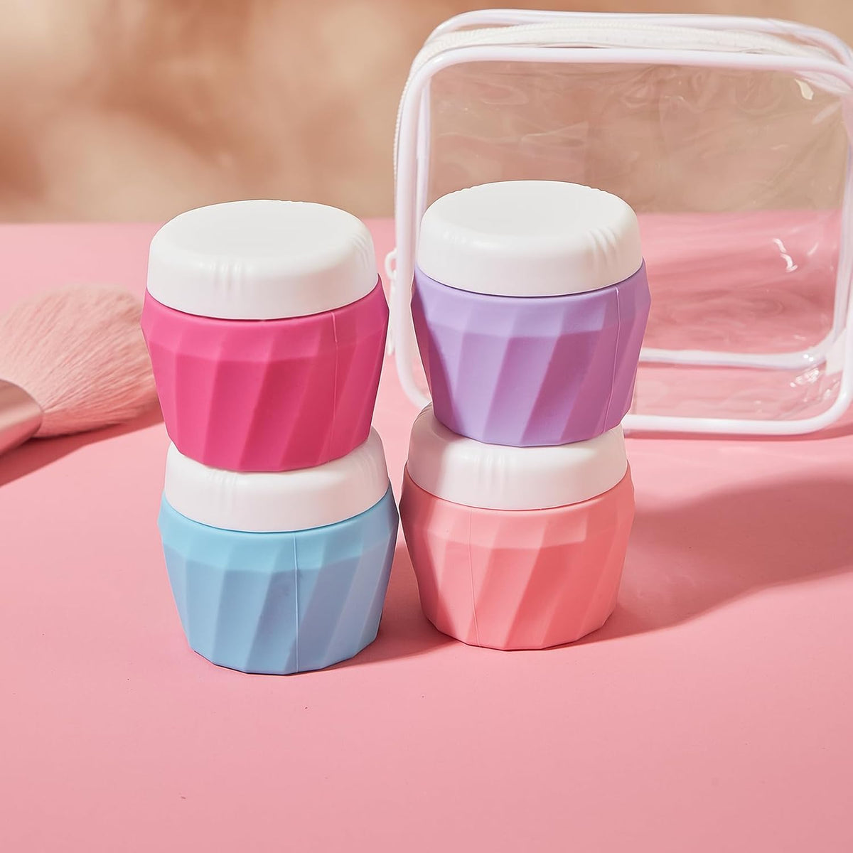 Travel Containers for Toiletries, Premium Silicone Cosmetic Cream Jars, TSA Approved Leak-Proof