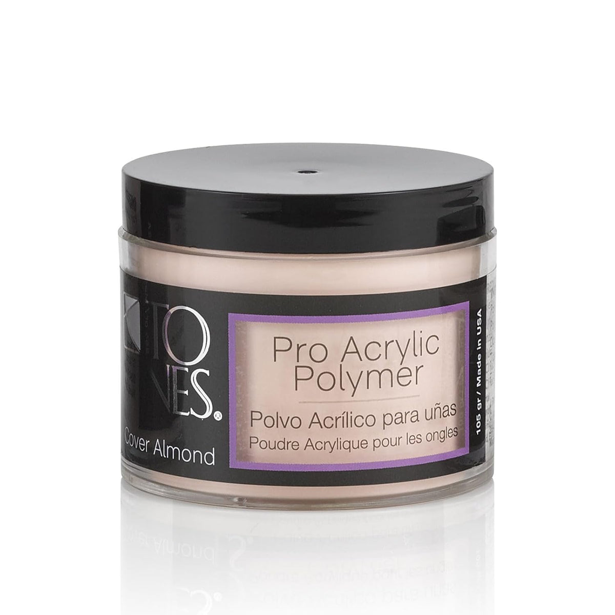 Tones Pro Acrylic Nail Powder, Cover Almond (Soft Nude Beige), (3.5 Fl Oz) - Long-Lasting &