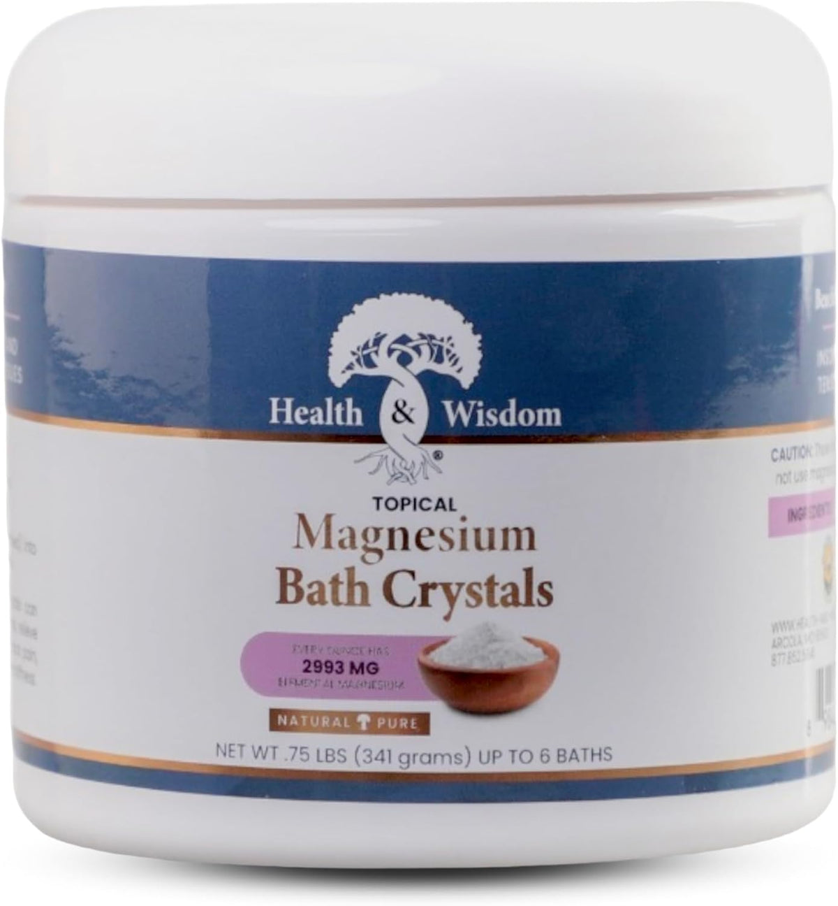Health and Wisdom Magnesium Bath Crystals - Bath Salts with High Concentration & Enhanced