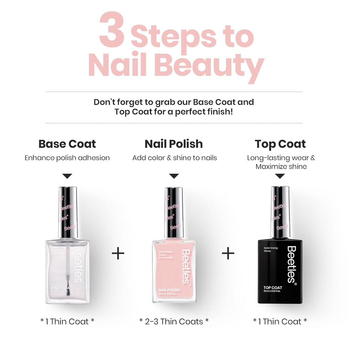 Beetles Nail Polish - Light Pink Natural Nail Polish Natural Nail Concealer Fast Dry Quick Nail