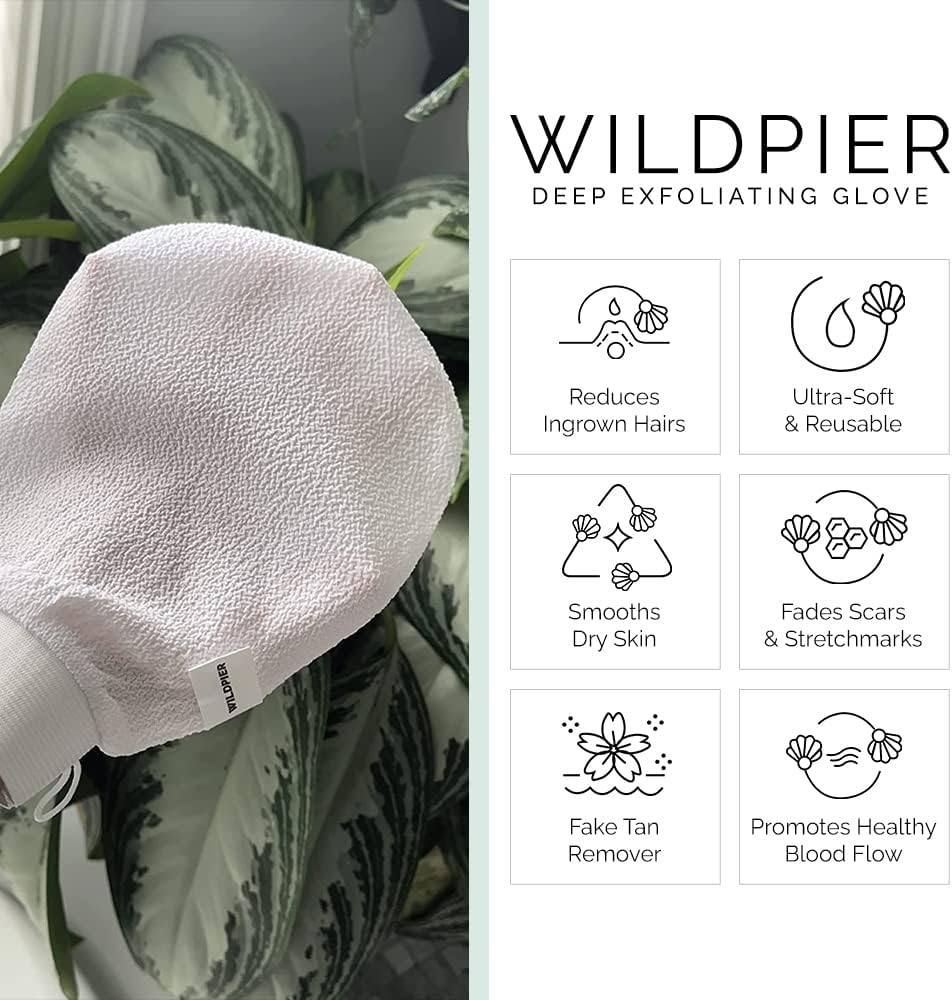 Wildpier Beauty Exfoliating Glove Mitt Body Scrub for Bath Shower Spa Hand Exfoliator Gloves, Dead