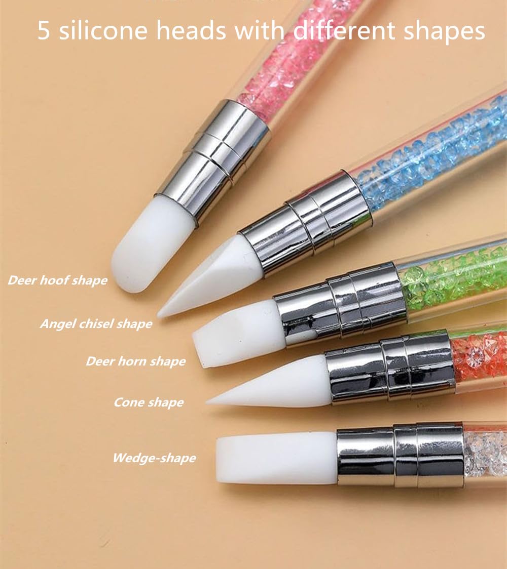 Nail Art Design 11PCS Kits - Resin Nail Art Palette, 5Pcs Nail Art Sculpture Pen Dual Tipped