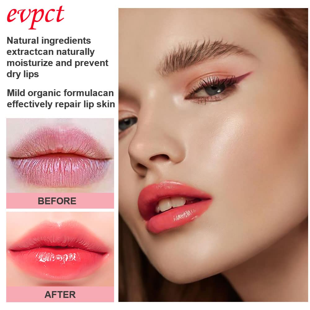 evpct 2Pcs Strawberry Color Changing Lipstick Tinted Lip Balm Gloss Stain Set Magic PH Color
