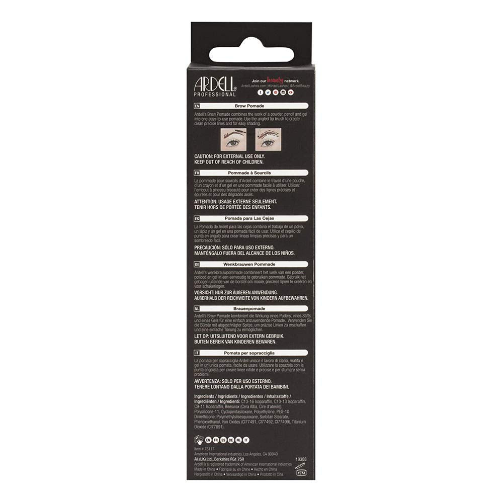 Ardell Brow Pomade - Medium Brown, Smudge-Proof Long-Lasting Eyebrow Makeup, with Dual-Ended