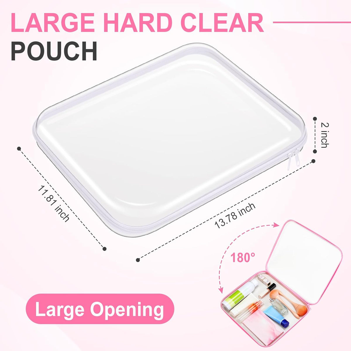 Sanwuta 6 Pcs Clear Hard Zipper Case Pencil Pouches Hard Plastic Zipper Pouches Makeup Bag