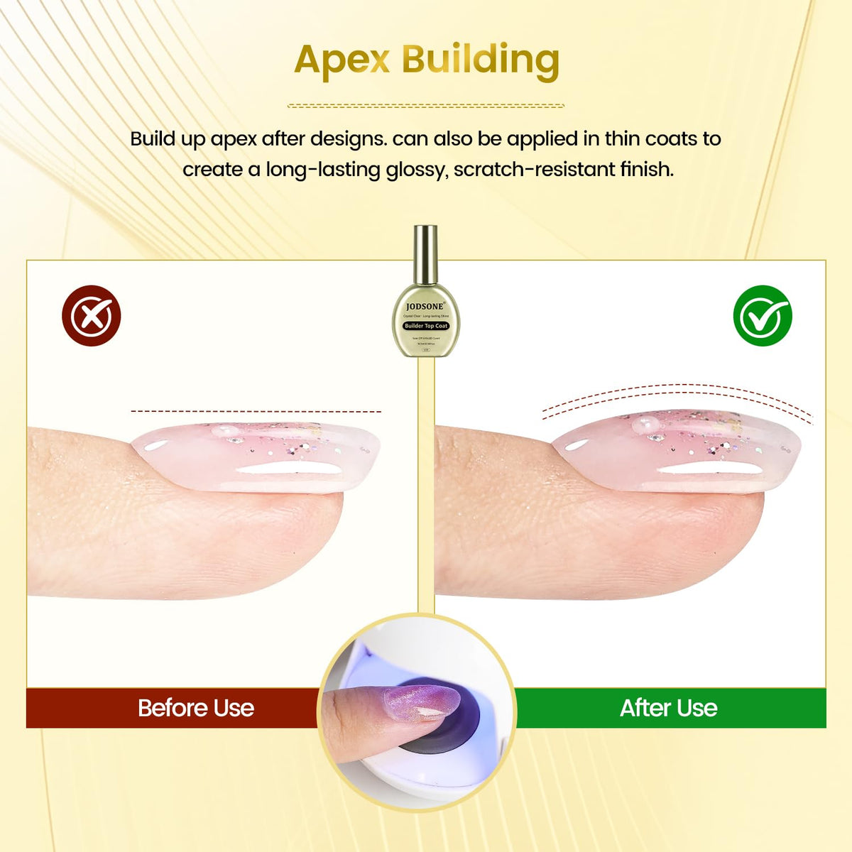JODSONE Crystal Builder Top Coat Gel – 16.5ml No Wipe Clear Top Coat for Gel Nail Polish, Ultra