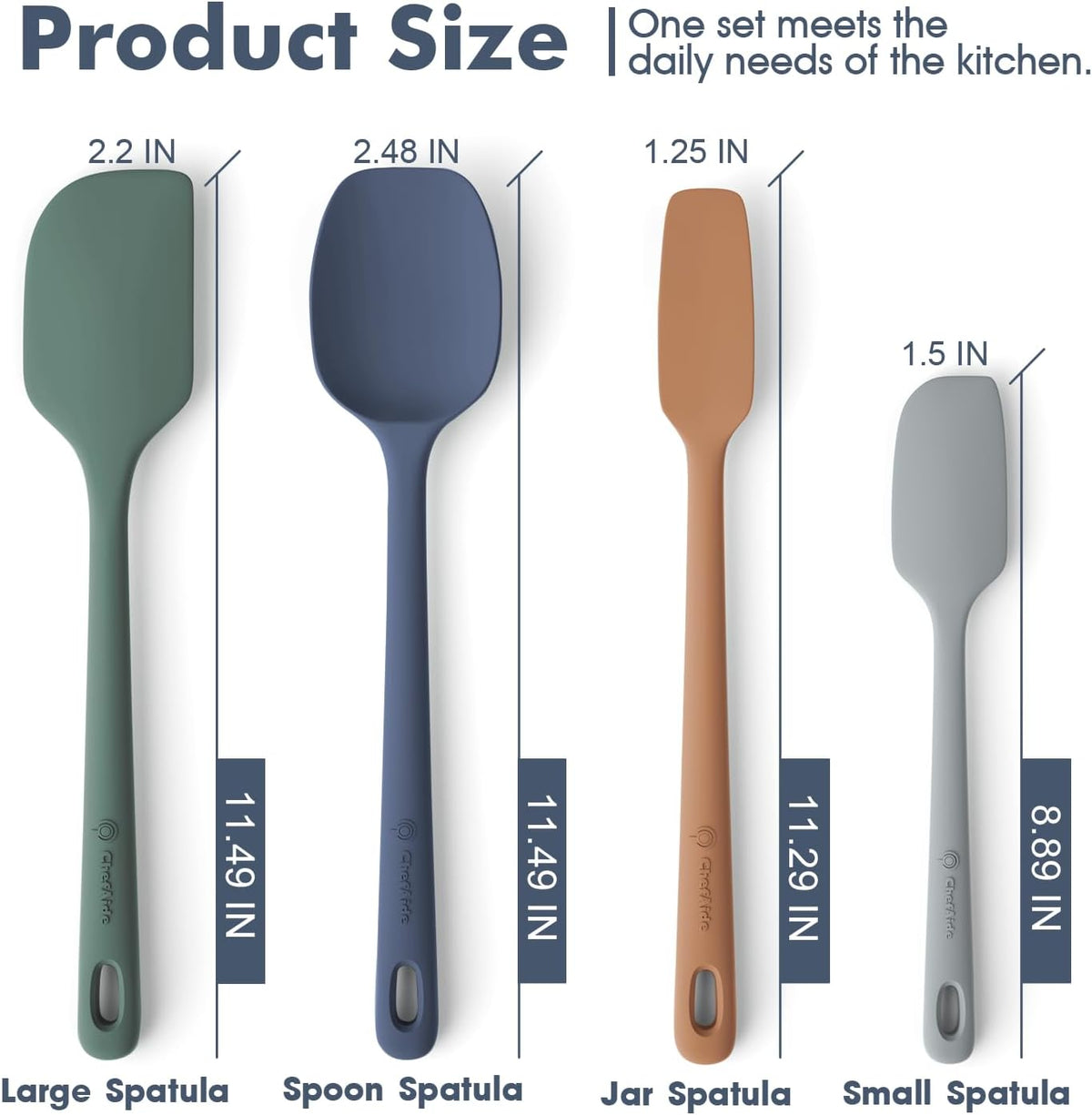 4 Pieces Silicone Spatula Set, Food Grade Rubber Spatula, Upgrade Strong Handle with Ergonomic