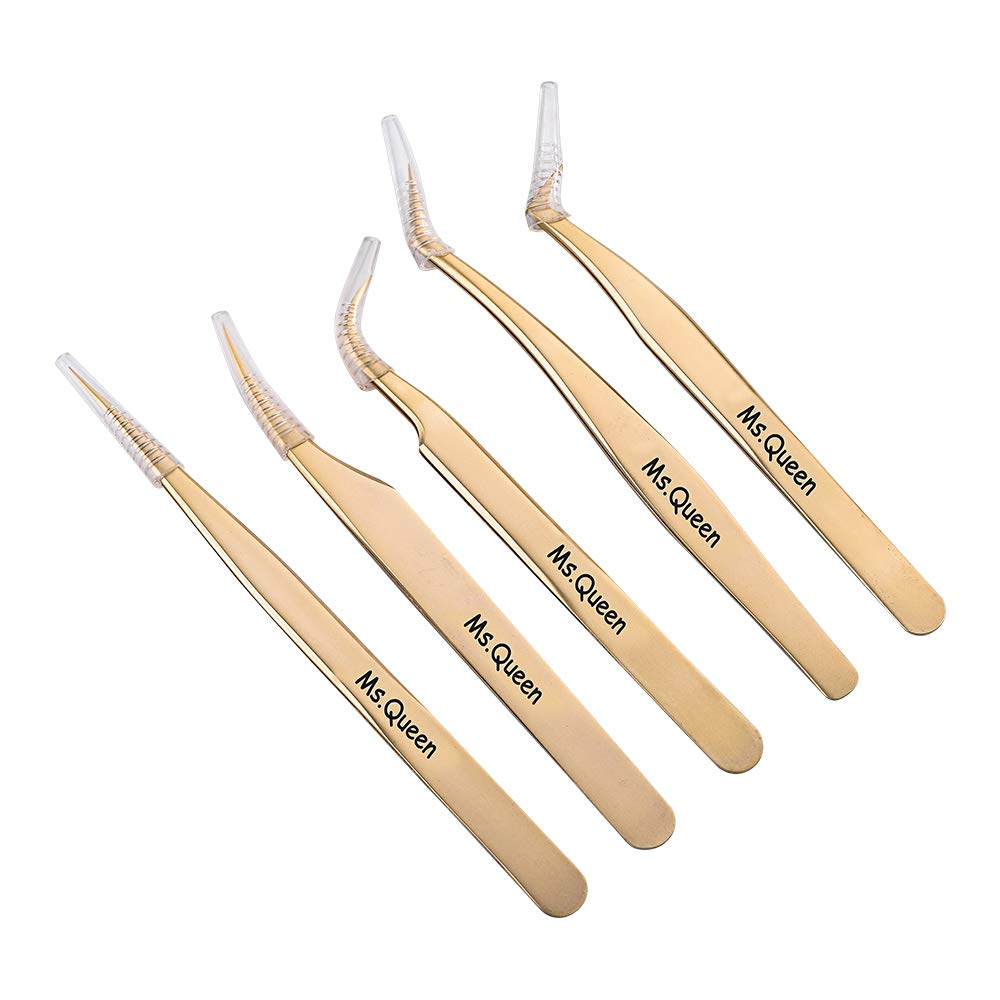 Ms.Queen Eyelash Extension Tweezers Set-Precision Tweezers for 2D-6D Volume&Individual False Lashes