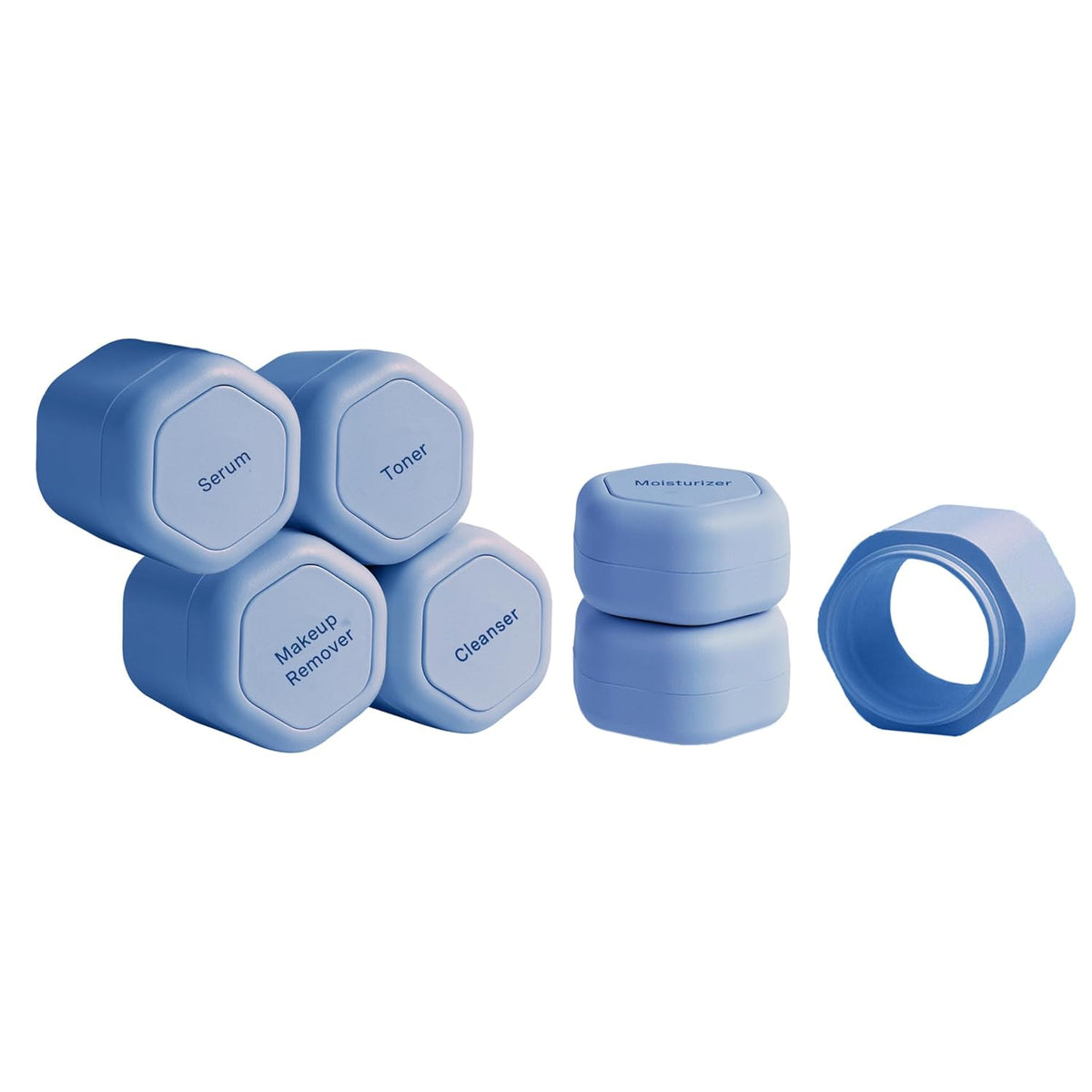 Cadence Travel Containers - Full Skincare Set - Magnetic Containers with Lids,Carry On Travel