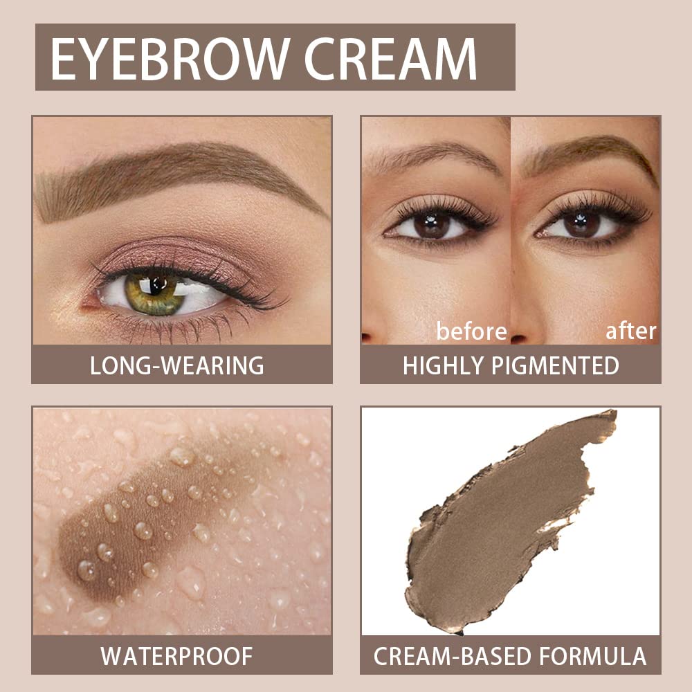 evpct Taupe Eyebrow Powder Pomade Gel Shaper Makeup Kit with Dual-ended Brush, Eyebrow Stencil Kit