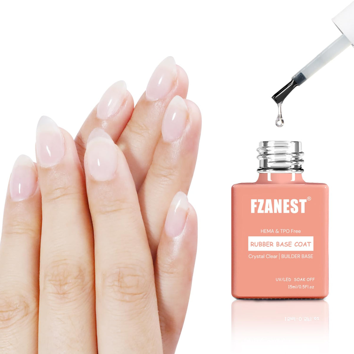 FZANEST Hema Free Rubber Base Builder Gel For Nails, Rubber Base Coat for Nail Strengthen Apex