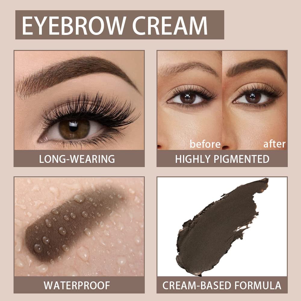 evpct Ebony Eyebrow Powder Pomade Gel Shaper Makeup Kit with Dual-ended Brush, Eyebrow Stencils Kit