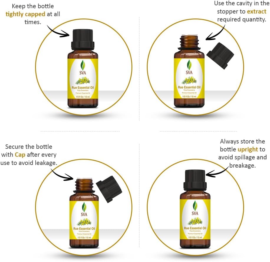 SVA Rue Essential Oil – 1/3 Fl Oz – 100% Natural Rue Oil - for Diffuser, Hair Care, Face, Skin