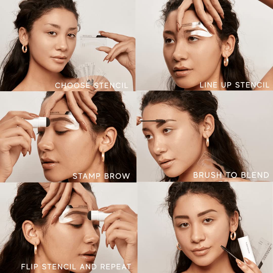 MADLUVV Brow Stamp Kit with Brow Stencils – Easy Eyebrow Shaper for Natural-Looking Brows – Popular