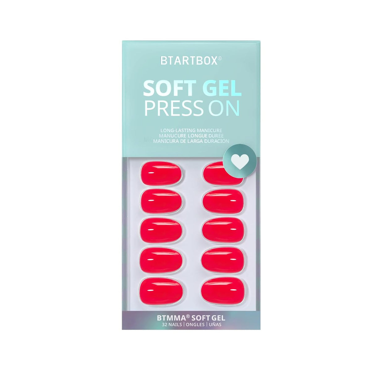 BTArtbox Press On Nails Short - Salmon Pink Press on Nails, Oval Fake Nails with Nail Glue