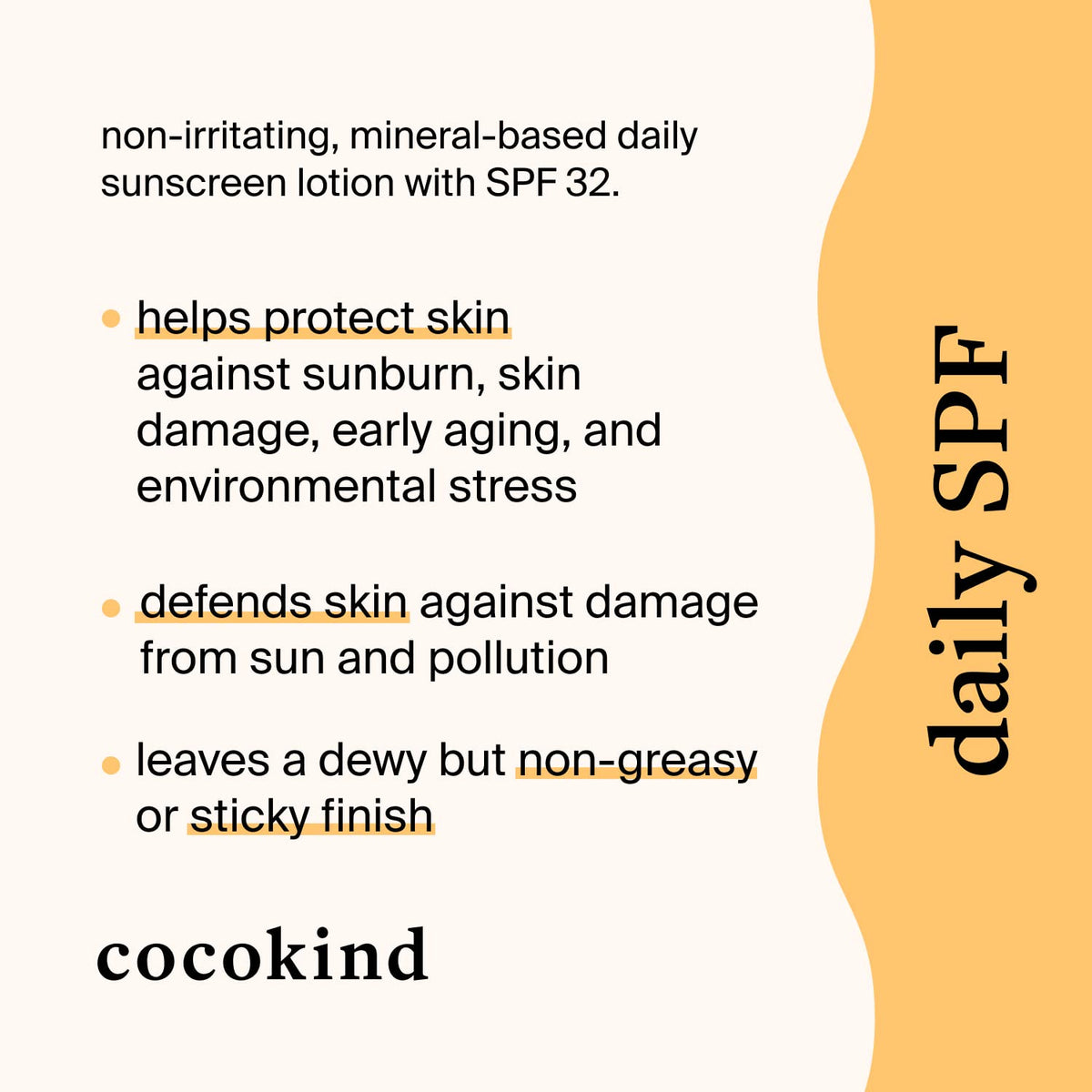 Cocokind Daily SPF, Mineral Face Sunscreen with Zinc Oxide, SPF 32, Reef Safe, Unscented, All Skin