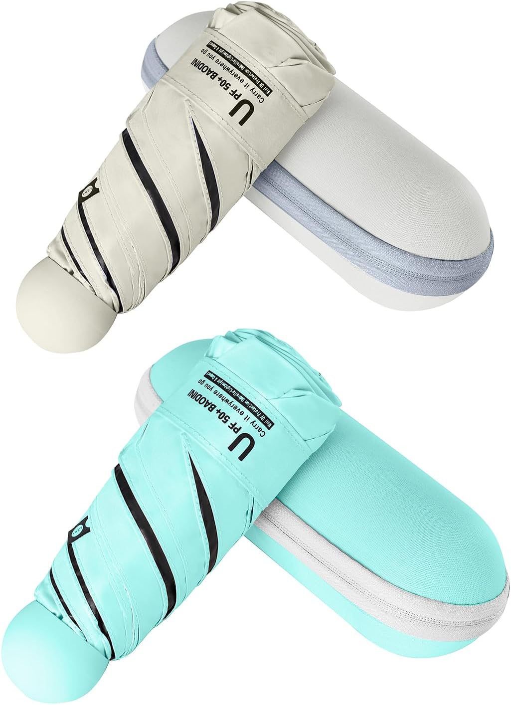 BAODINI Travel Essentials Mini Umbrella for Purse With Case Small Compact UV Sun Protection