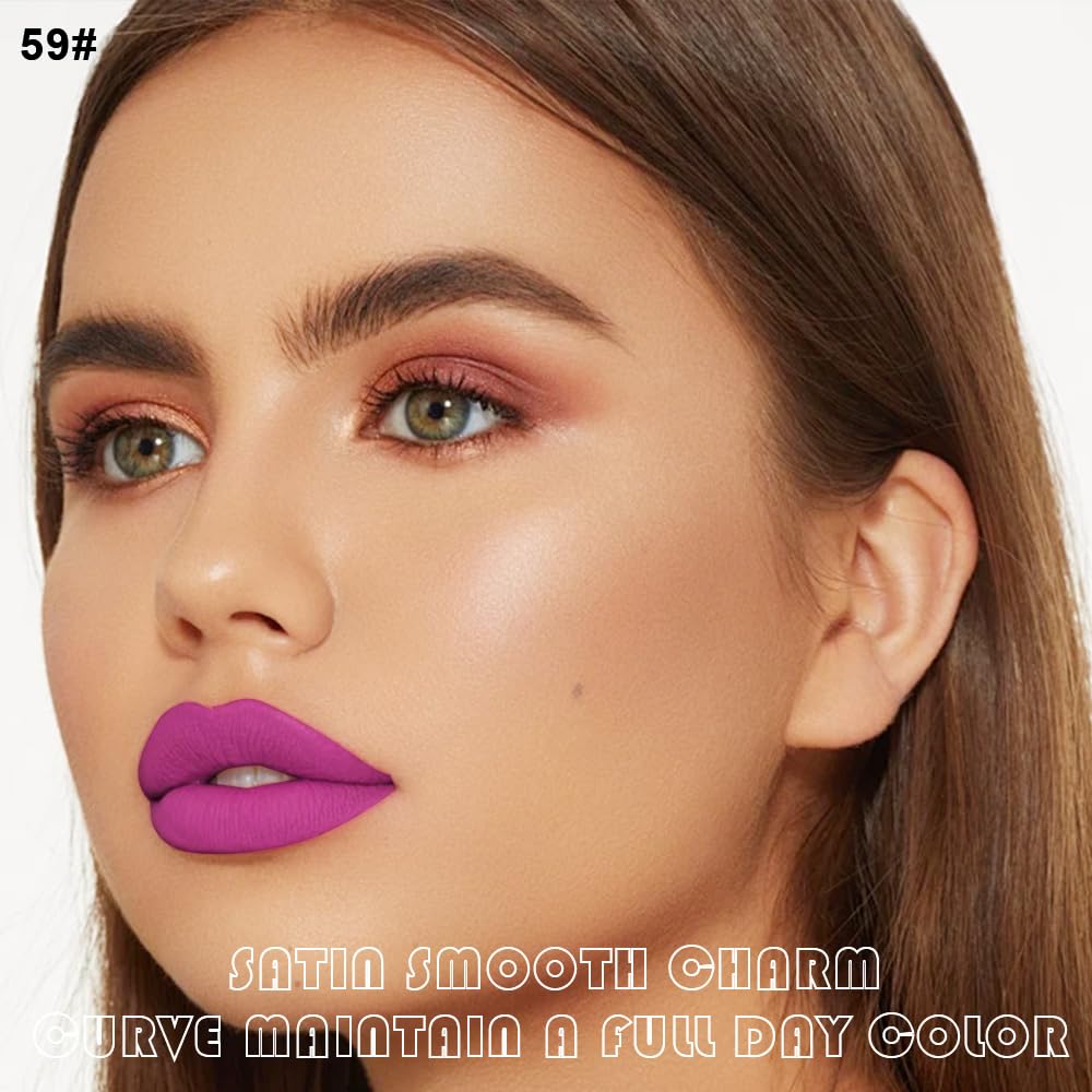 evpct 2Pcs Fuchsia Red Matte Lip Liner and Lipstick Combo Set for Women, Fuchsia Lip Combo Set