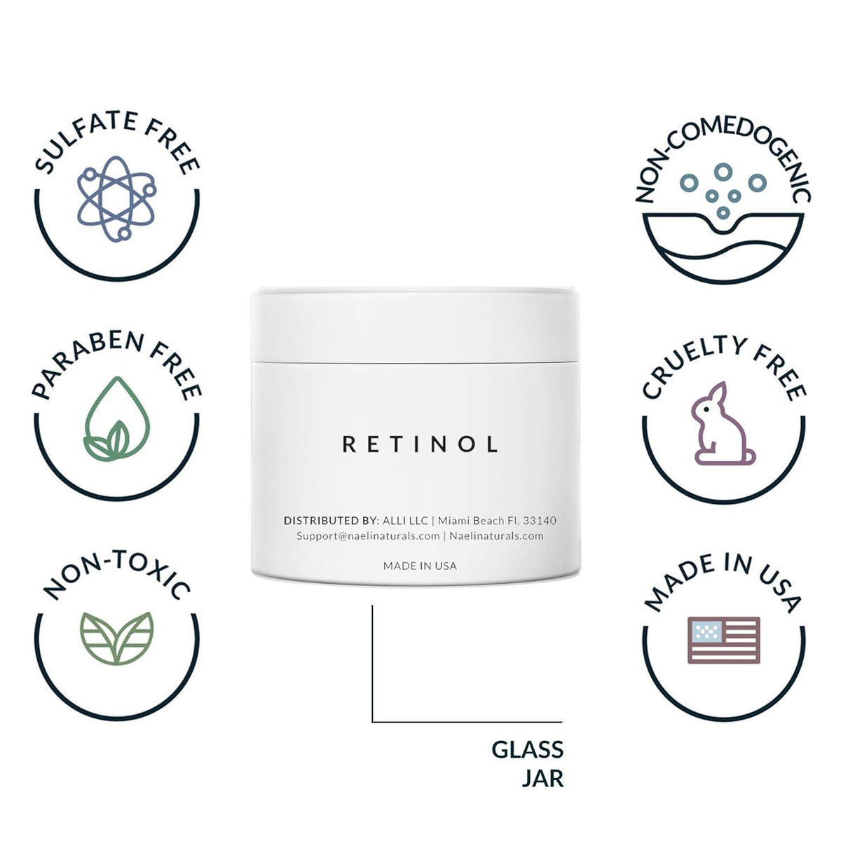 Retinoid Cream - 4.25% Retinol Night Moisturizer for Face & Neck with Collagen, Peptides &