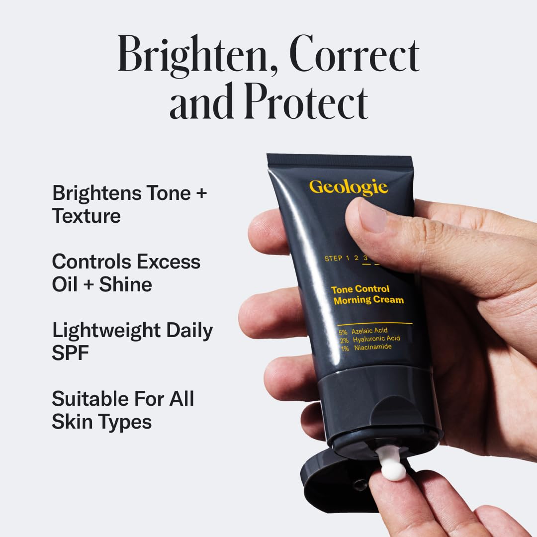 Geologie Tone Control Face Cream with SPF 15 | Brightening Moisturizer with Niacinamide, Hyaluronic