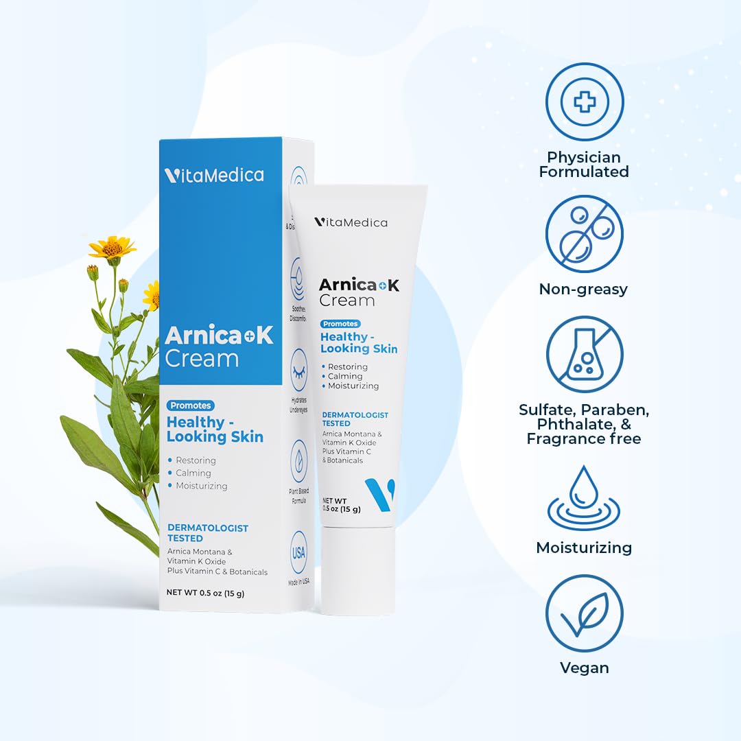 VitaMedica Arnica Cream - Arnica Montana + Vitamin K Oxide Bruise Cream - Sensitive Skin Formula