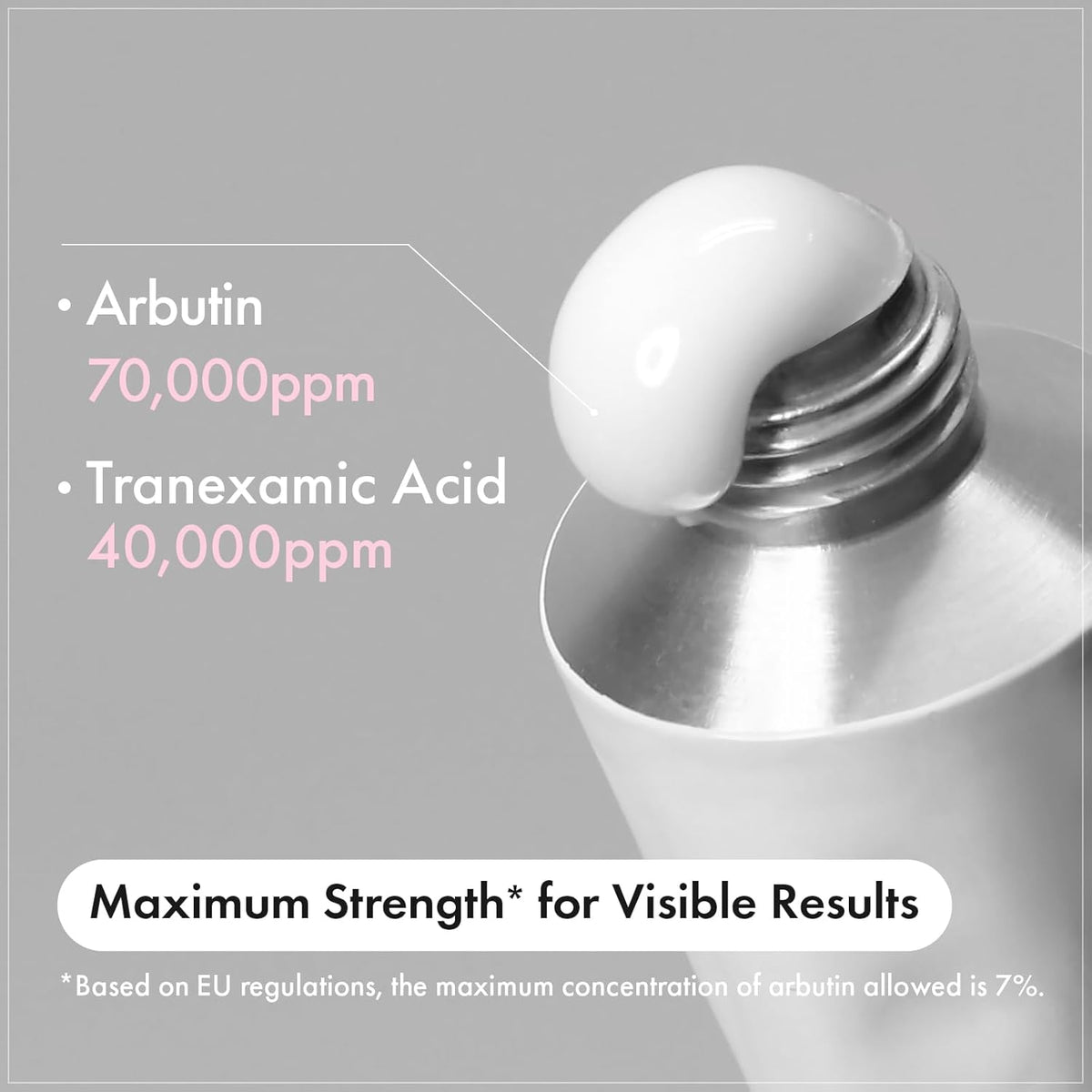 Arbutin 7% + Tranexamic Acid 4% Cream, 70,000ppm Arbutin, 40,000ppm TXA, Niacinamide, Glutathione