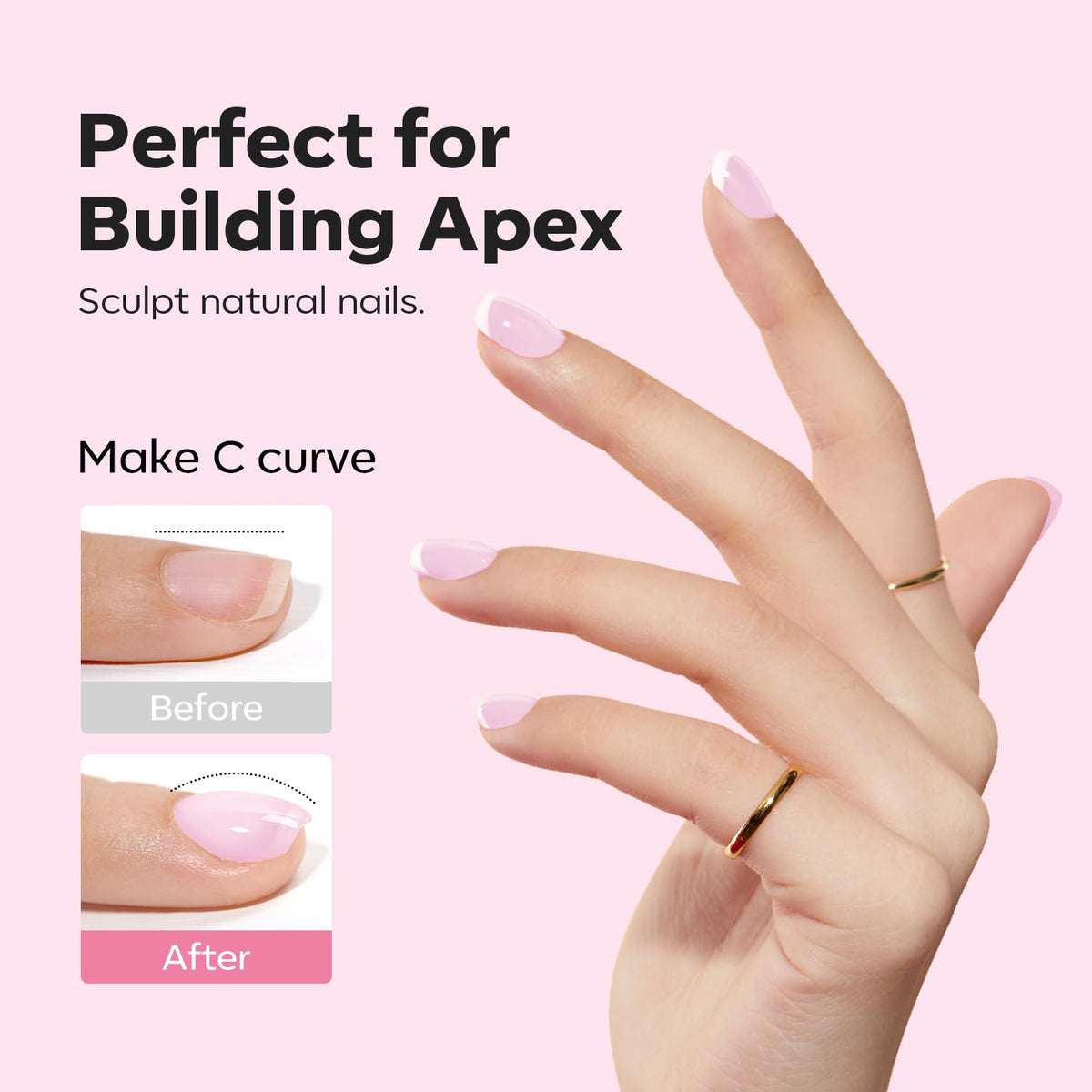 modelones Builder Nail Gel, 8-in-One Baby Pink Builder, Pastel Pink Rubber Base Gel Polish, LED