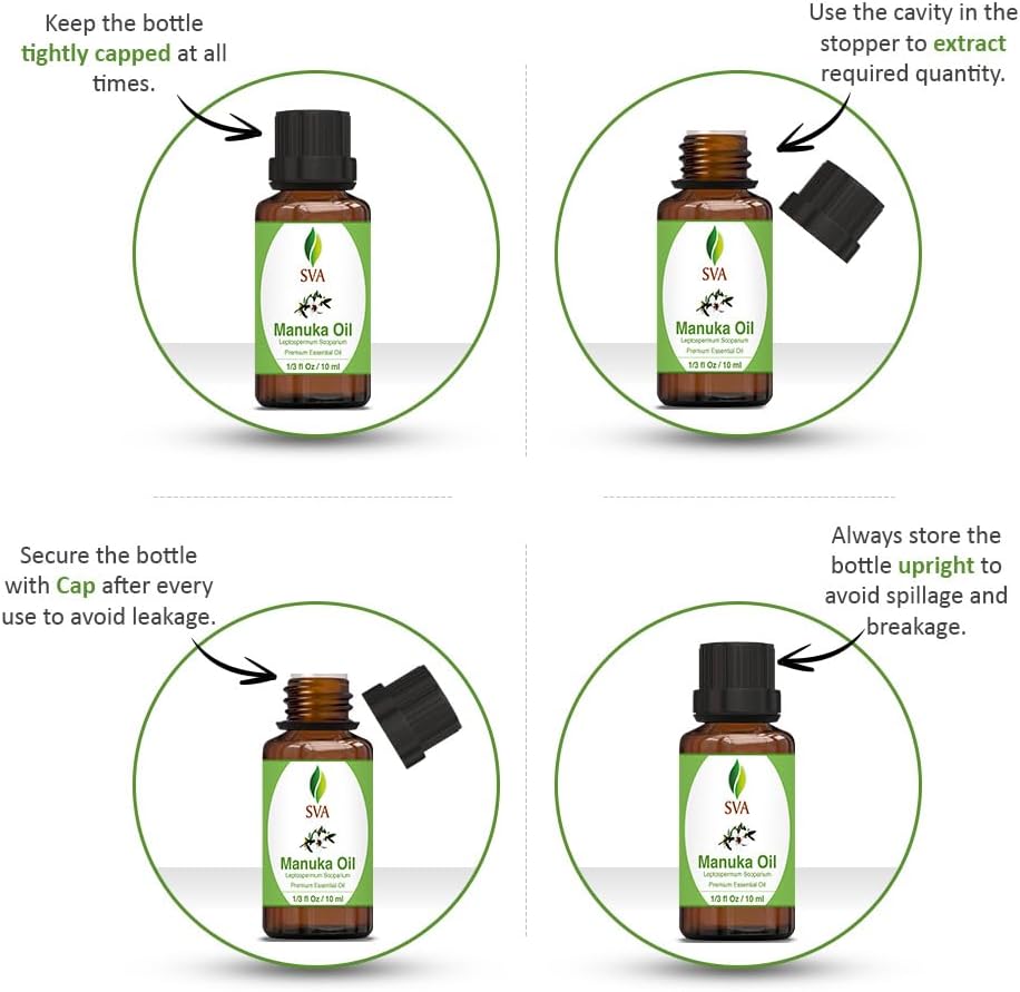 SVA Manuka Essential Oil – 1/3 Fl Oz – 100% Natural Manuka Oil - for Diffuser, Hair Care, Face