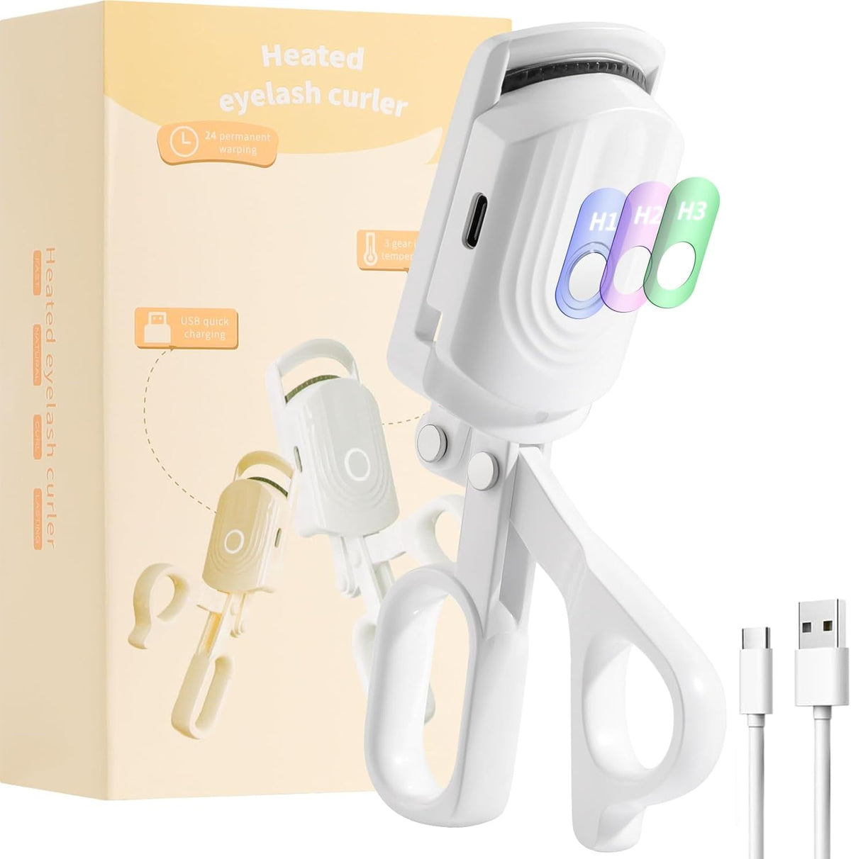 docolor Heated Eyelash Curler Fast Heat up Within 10s, 24 Hours Long Lasting Electric Eyelash