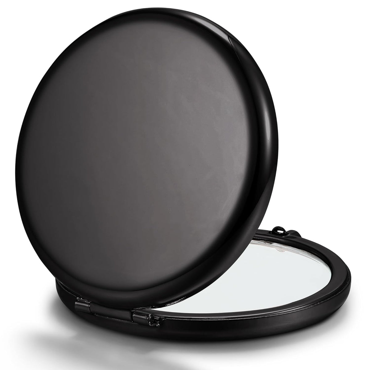 Compact Mirror, Set of 2 Double-Sided 1X/2X Magnifying Purse Pocket Makeup Mirrors(Round, Onyx