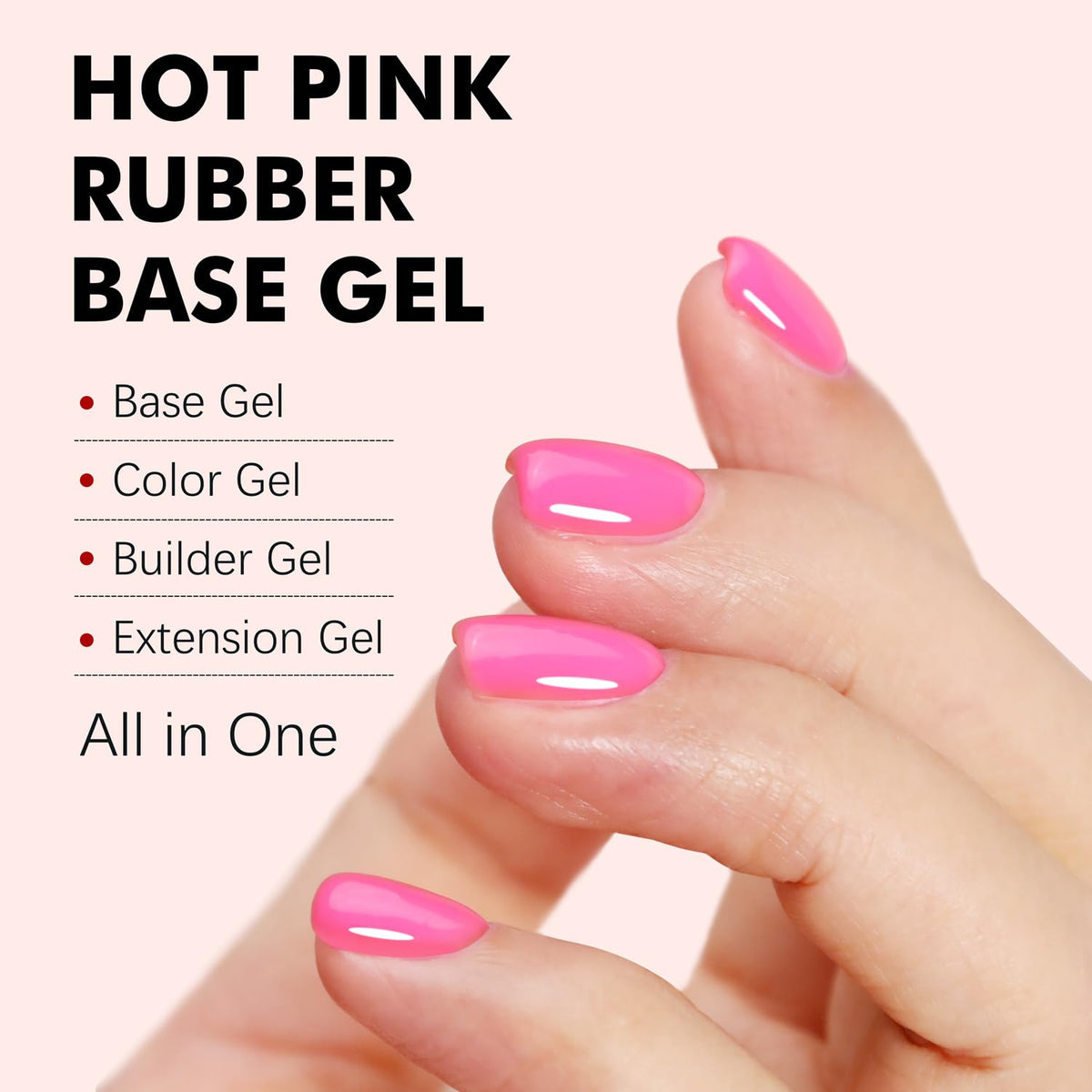 FZANEST Hot Pink Builder Rubber Base Gel, 5 in 1 Builder Gel For Nails Enhance Extension Repair