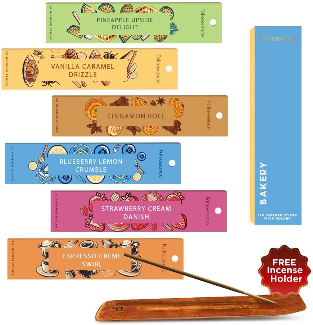 Folkulture Incense Sticks with Holder for Gift | Set of 6 (120) Non Toxic Fall Incense Sticks with