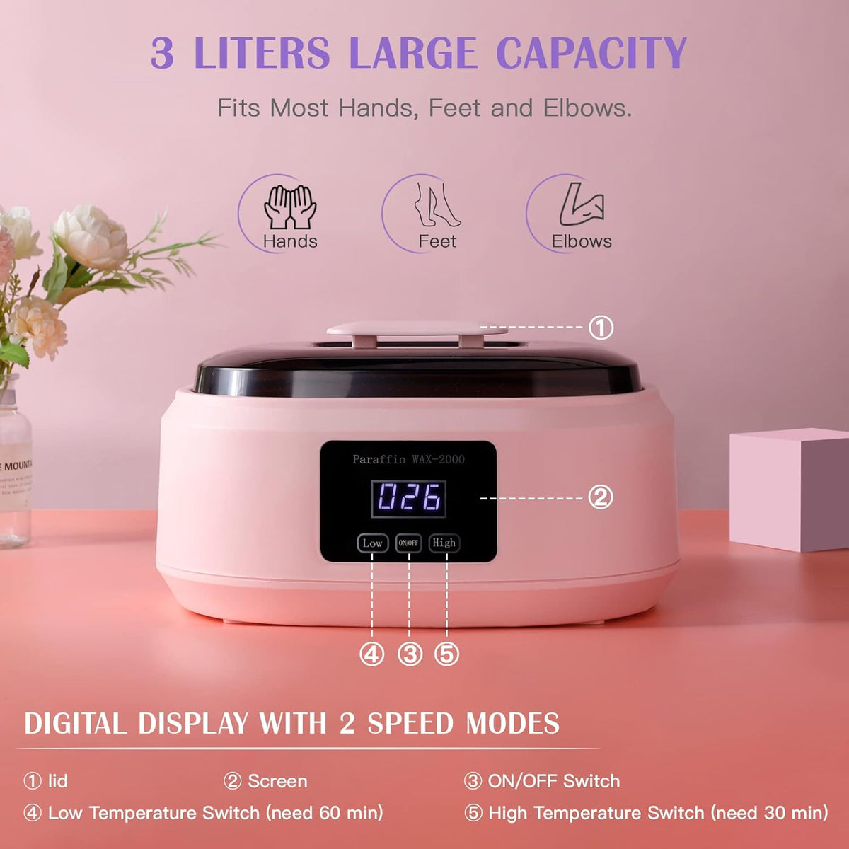 Biutee Paraffin Wax Machine Touchscreen 3500ml Paraffin Wax Warmer with 4 Pack Lavender Wax 30Min