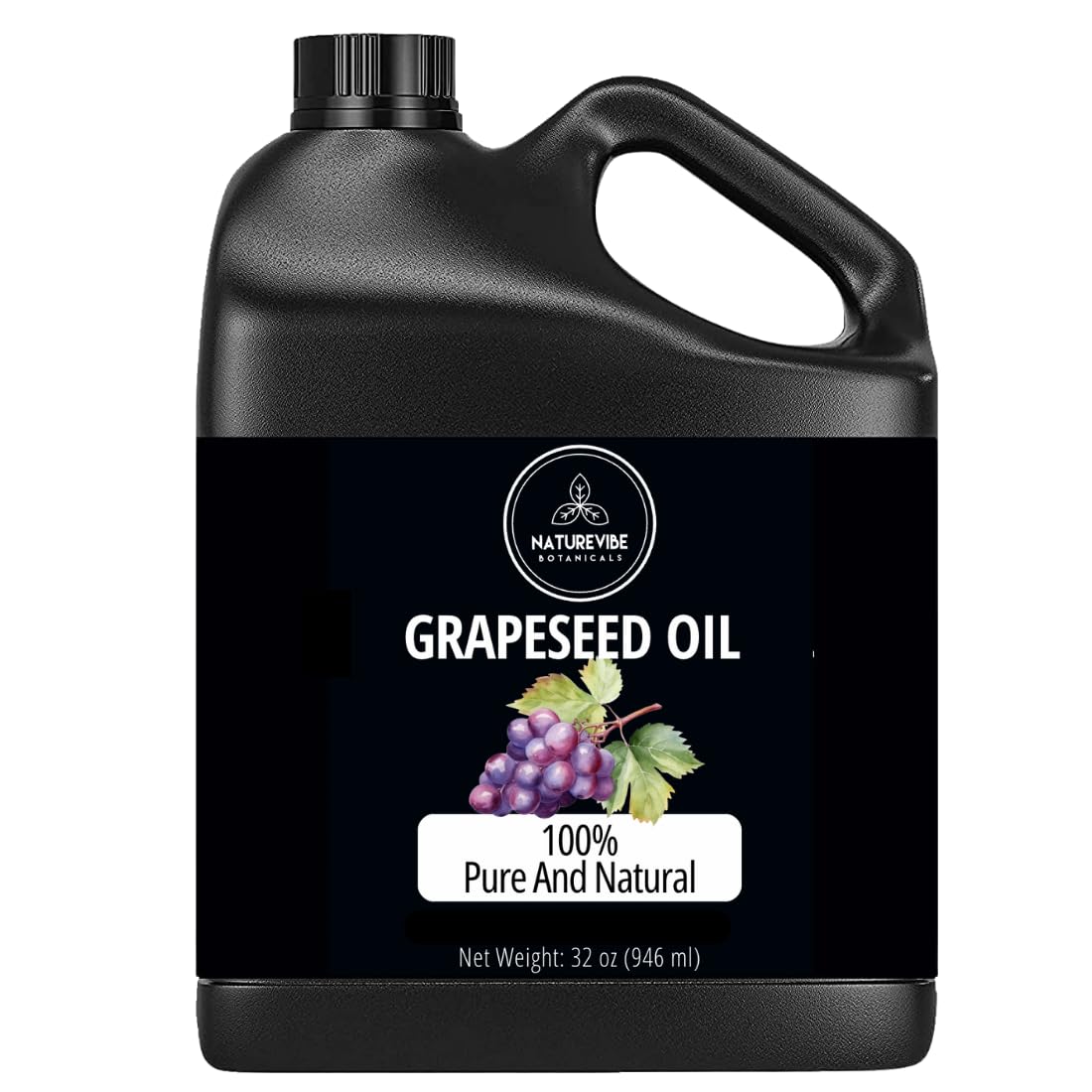 Naturevibe Botanicals Grapeseed Oil 32oz | 100% Pure Cold-Pressed & Lightweight Carrier Oil |