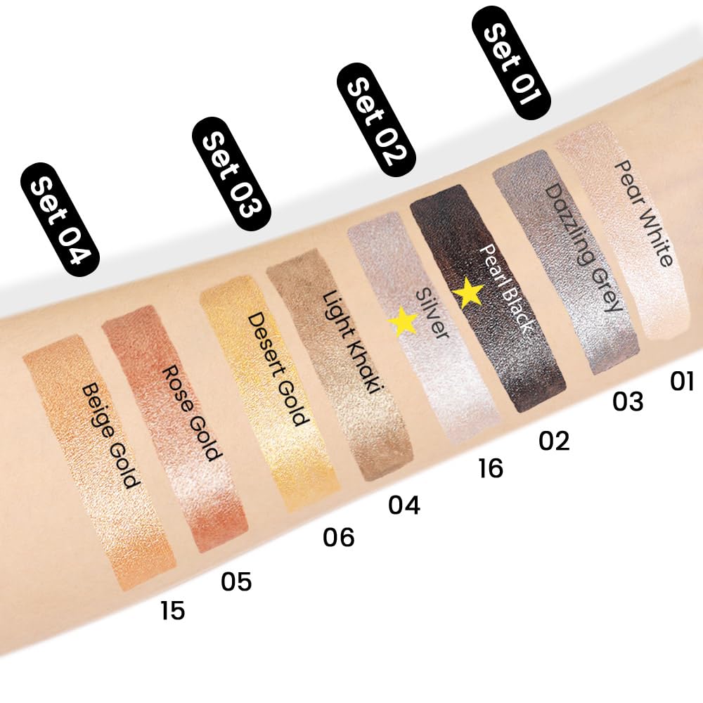 Kaely 2Pcs Cream Eyeshadow Stick Set for Eyes,Dazzling Grey & Silver Shimmer Pen,Eye Brightener