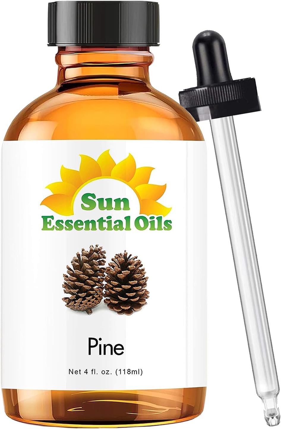Sun Essential Oils: Pine Essential Oil 4 oz with Dropper for Diffuser, Skin, Aromatherapy Massage