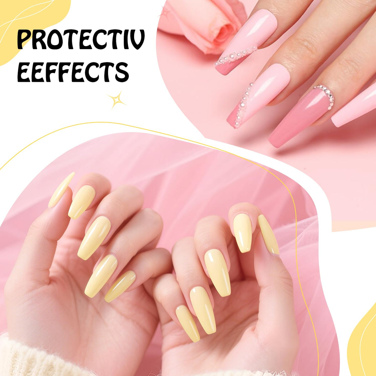 JODSONE 2Pcs 16.5ml Gel Top Coat No Wipe Clear Glossy Shine Finish Long Lasting No Soak Off Nail