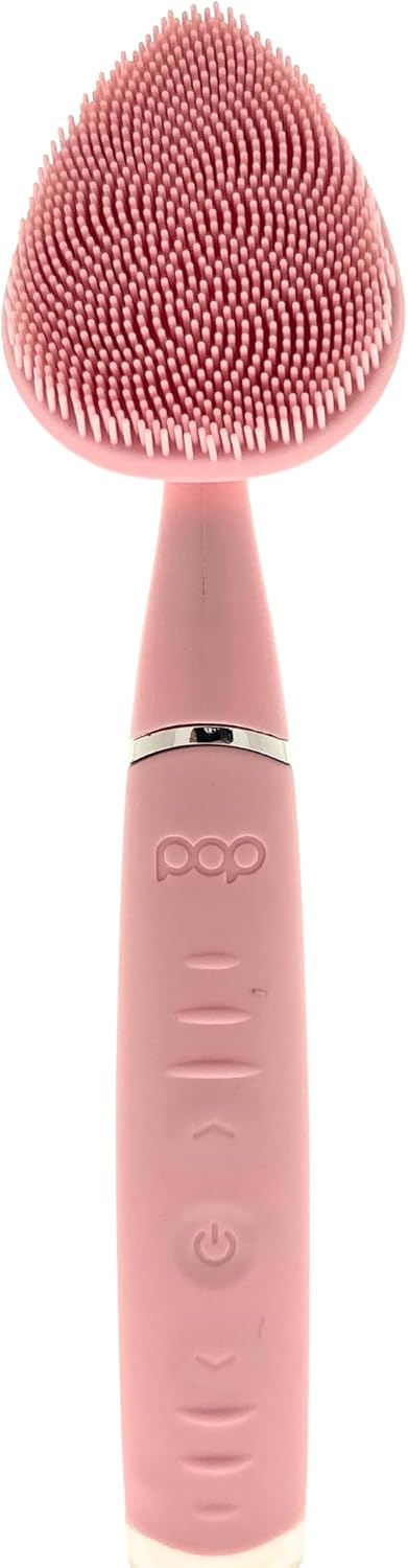 Clover Facial Cleansing Device Pink Silicone Facial Cleaner & Exfoliator w/ 8000 Vibrations Per