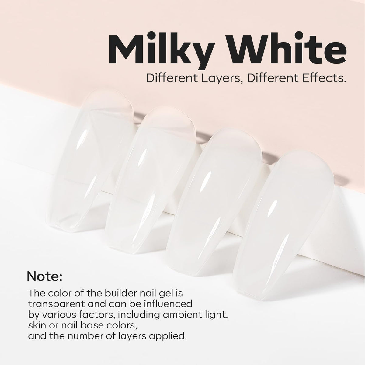 modelones Builder Nail Gel, Milky White Builder for Nail Thickening, 8-in-One LED Lamp Cured