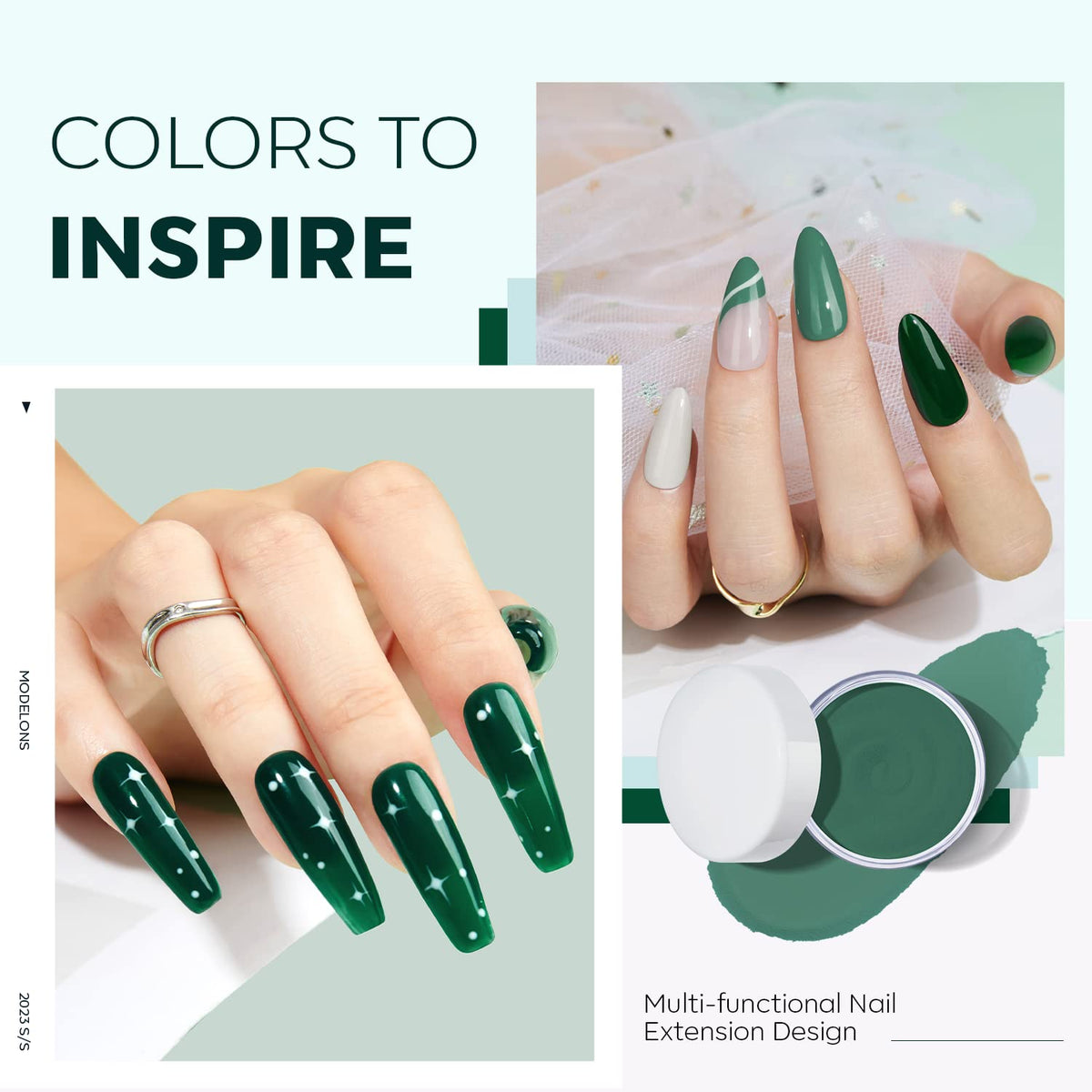 Modelones Acrylic Powder 6 Colors Acrylic Nail Powder Kit Sage Green Mist Blue Light Grey Dark