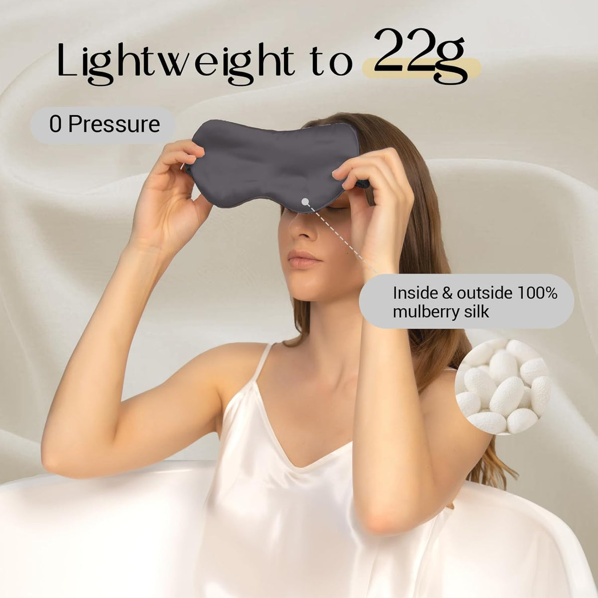 ZIMASILK Adjustable 100% 22 Momme Mulberry Silk Sleep Mask for Sleeping, Filled with Premium