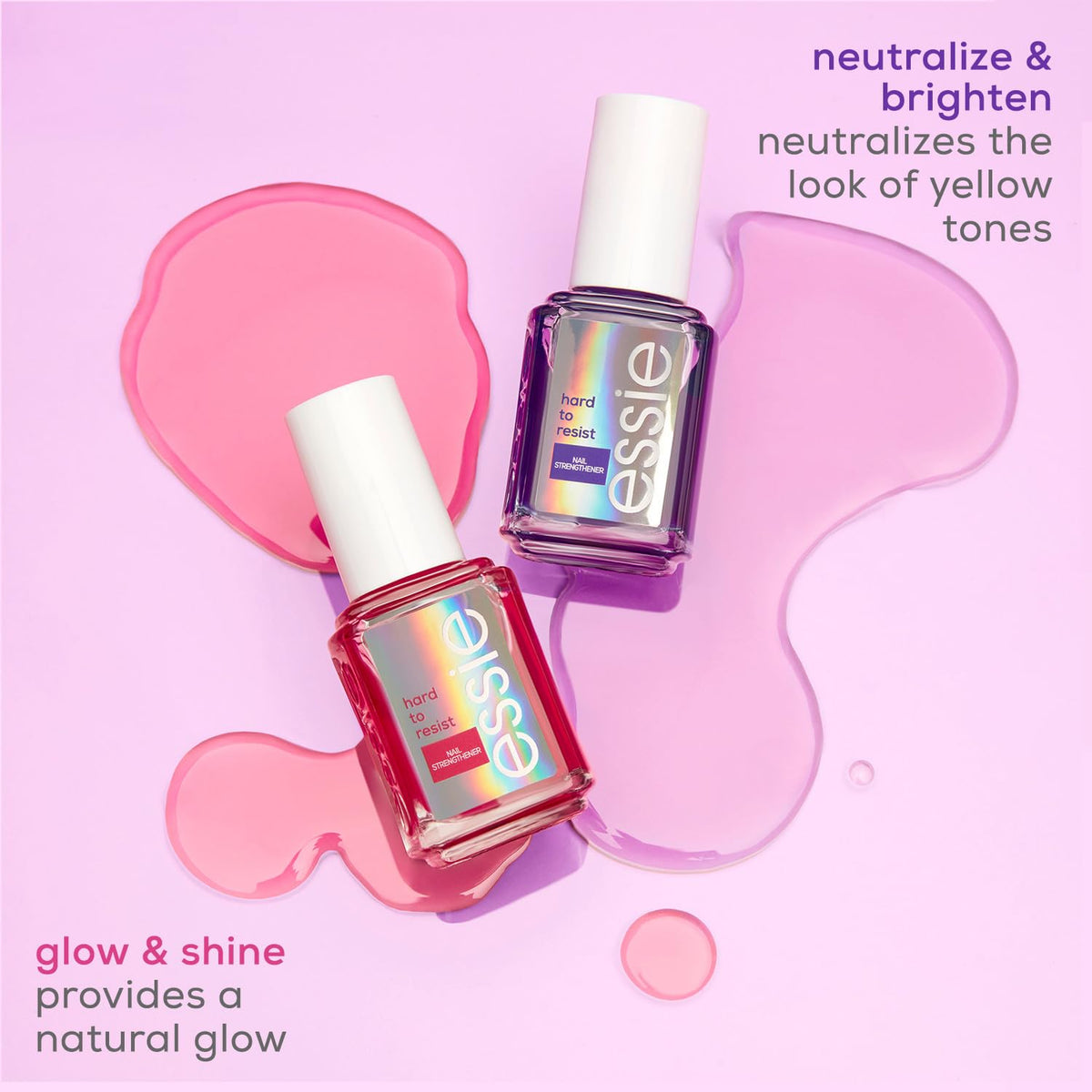 essie Nail Care, 8-Free Vegan, Hard To Resist Nail Strengthener, Neutralize & Brighten, violet