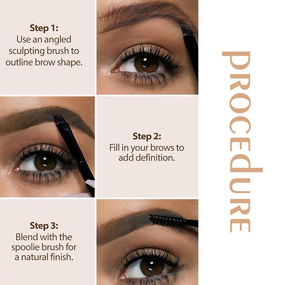 Light Medium Brown Eye Brow Powder for Women, Taupe Eyebrow Powder Kit with Brush, Long-Lasting 3