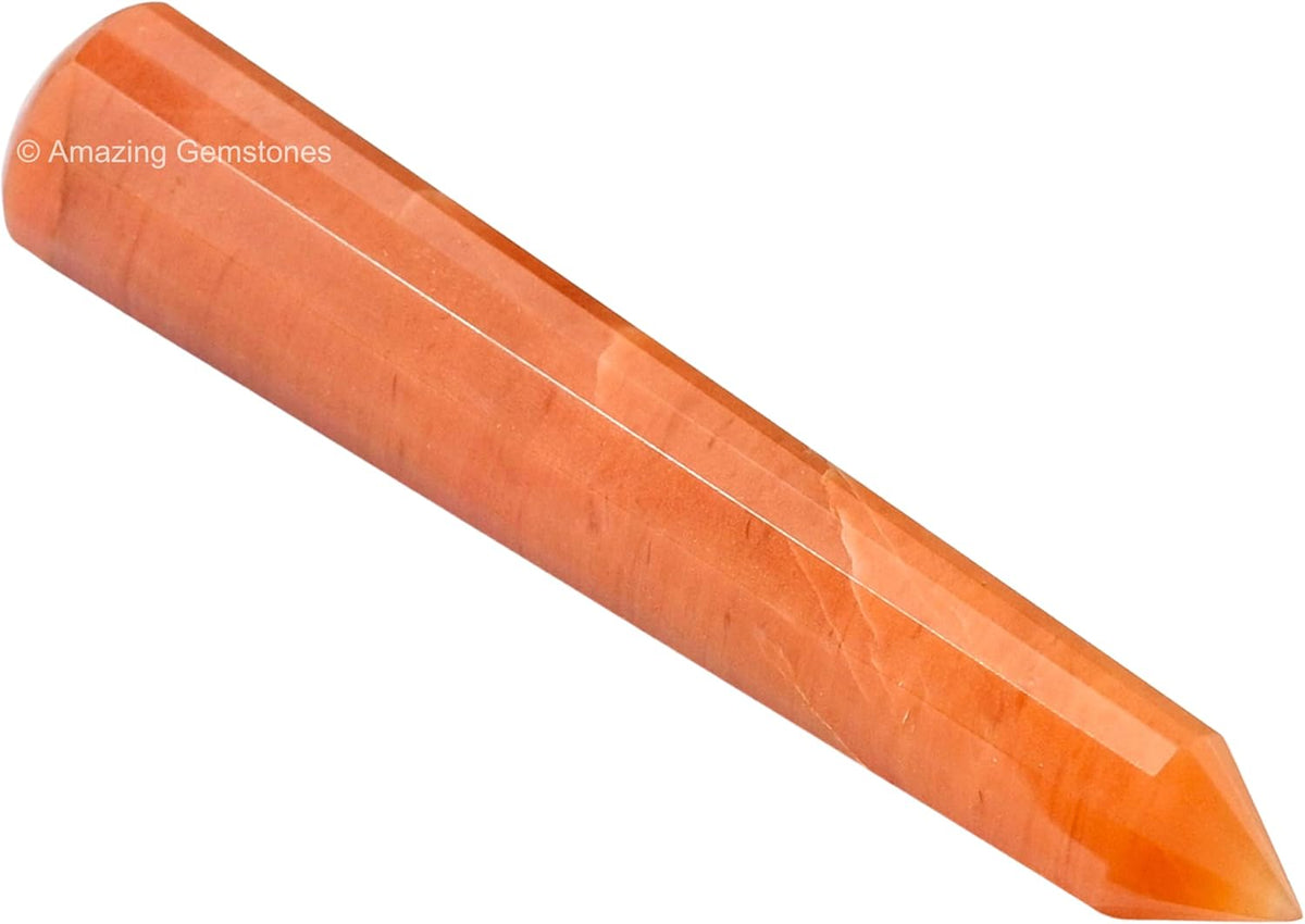 Amazing Gemstone Red Aventurine Crystal Wand Massage Stick - Pelvic Wand Gua Sha for Adults
