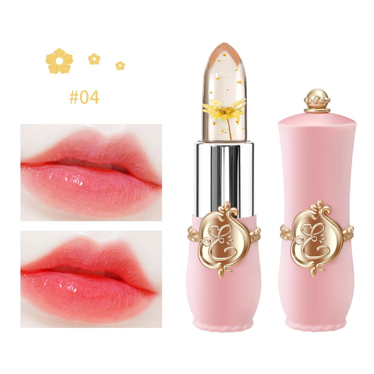 3 Pcs/Set Flower Jelly Lipstick Set Temperature Change Moisturizer Long Lasting Nutritious Balm