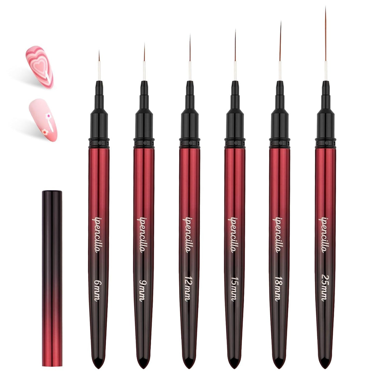 Nail Art Brushes, 6 Pcs Nail Liner Brushes for Nails, Nail Brushes for Nail Art Lines, Details