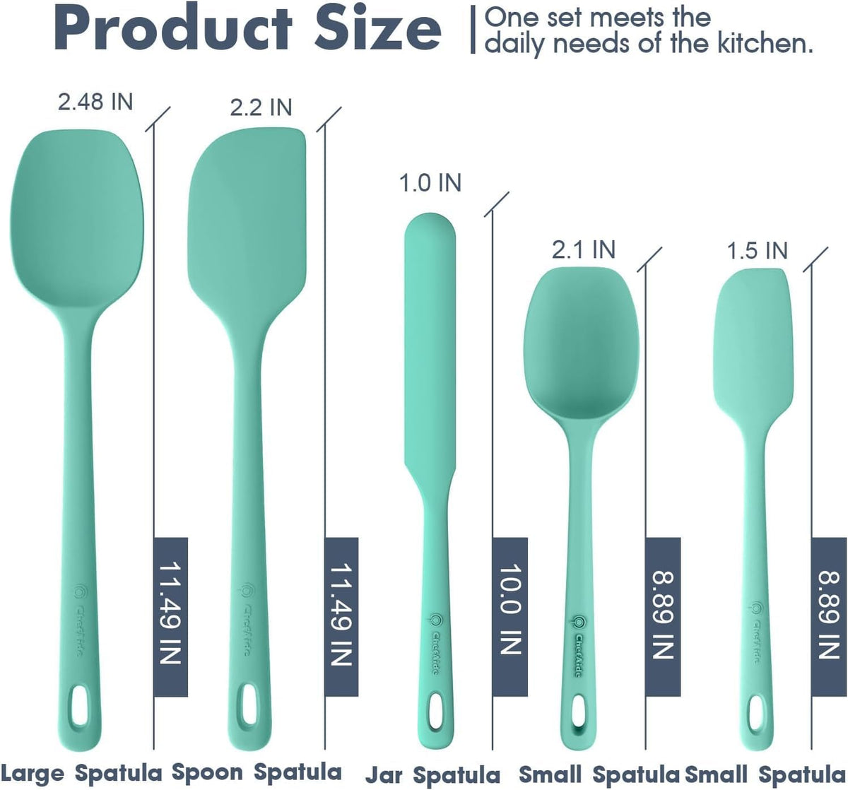 5 Pieces Silicone Spatula Set, Food Grade Rubber Spatula, Upgrade Strong Handle with Ergonomic
