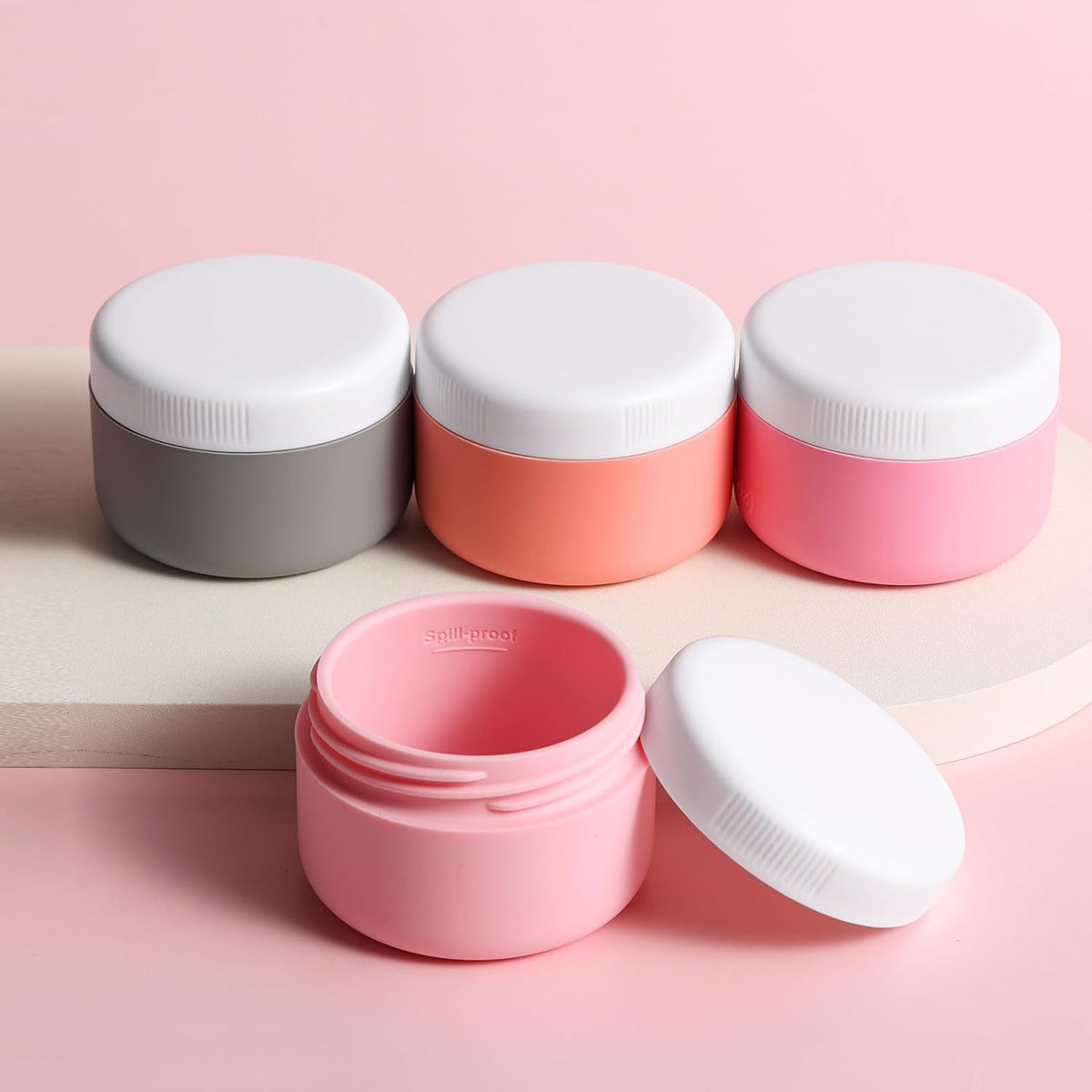 Travel Containers for Toiletries, Silicone Cream Jars BPA-Free, Leak-proof 2oz Travel Size