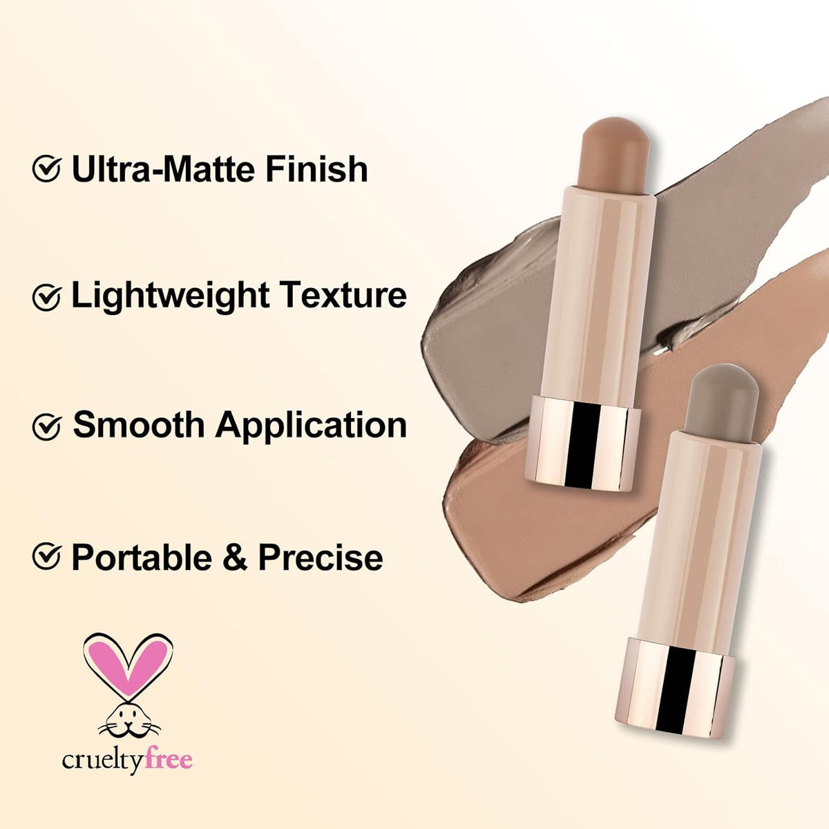 Erinde 2PCS Cool Toned Contour Stick, Natural Cream Contour Bronzer Stick, Blendable & Smooth Matte