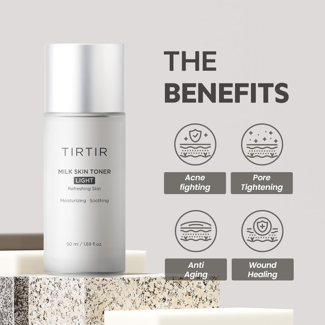 TIRTIR Milk Skin Toner Light | Instant Hydration with 4% Niacinamide, Pore-Tightening, Vegan Toner
